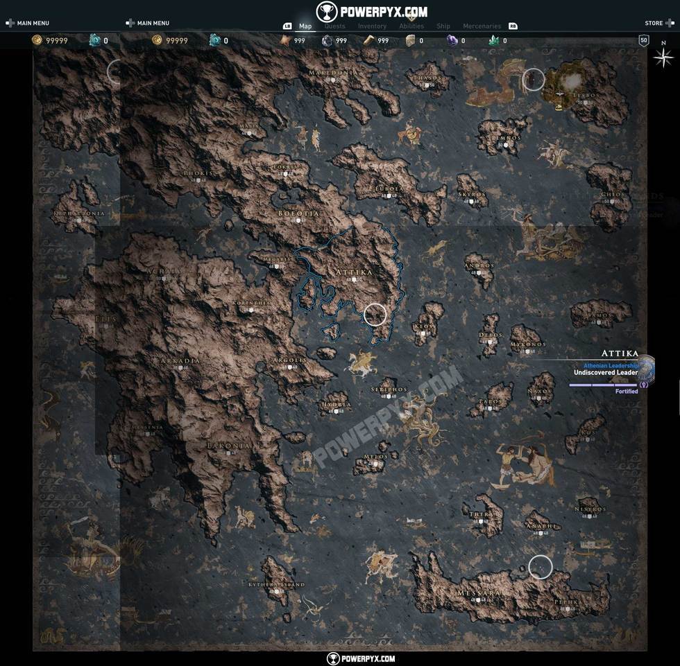 アサシンクリードオデッセイ マップの広さが判明 陸地少なめで海が多そう 画像 爆newゲーム速報